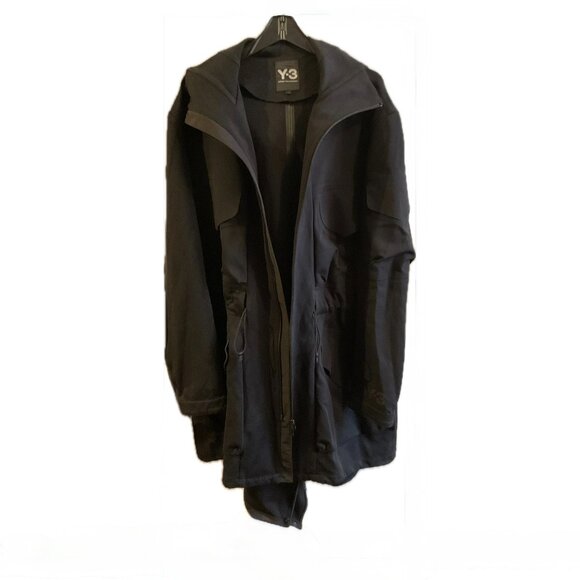 Y-3 Adidas/Yohji Yamamoto Hooded Double Zip Fishtail Coat - Picture 11 of 16